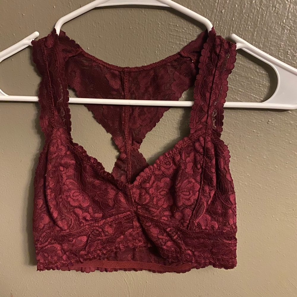 Woman’s red bralette